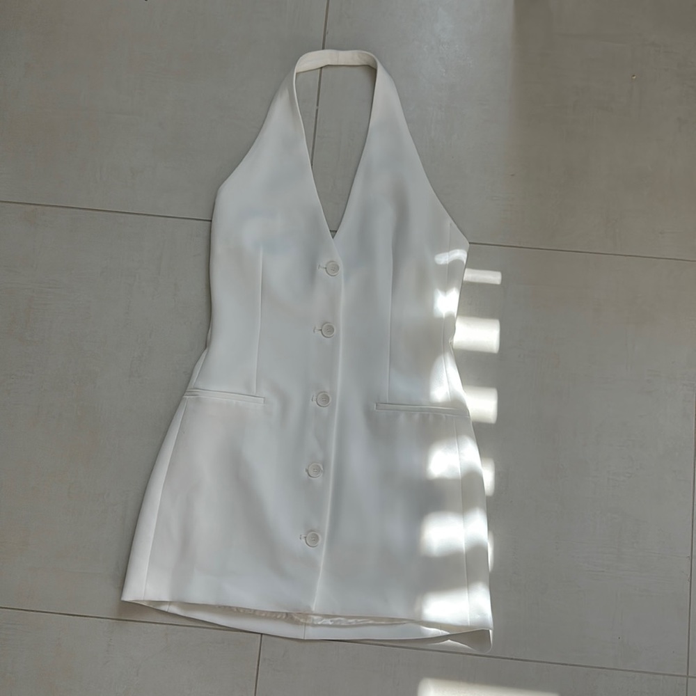 White medium button up vest/ dress from Zara
